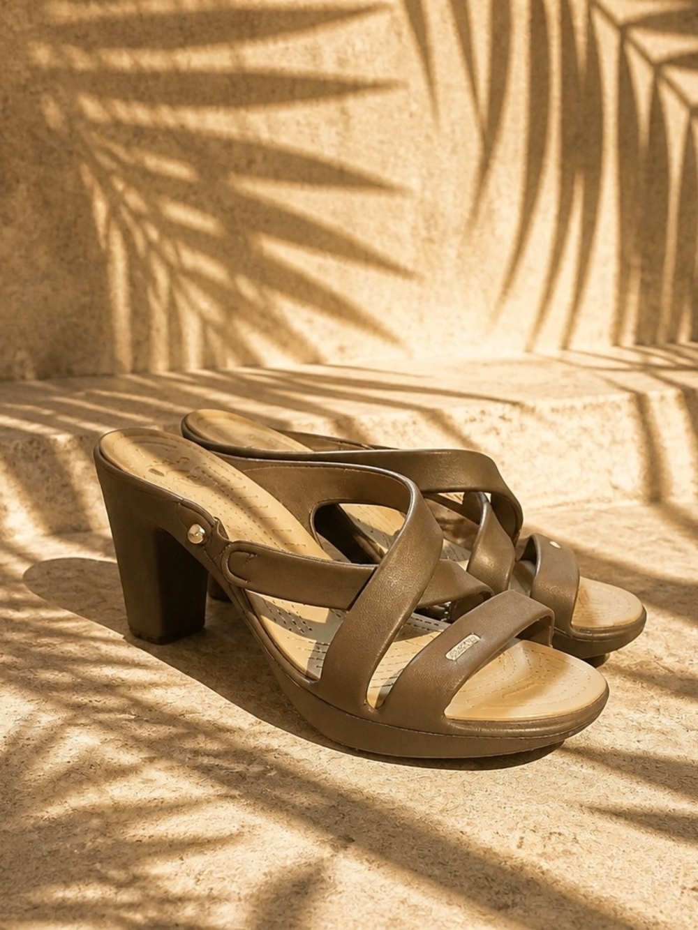 CROCS Cyprus IV Brown Heeled Strappy Sandals